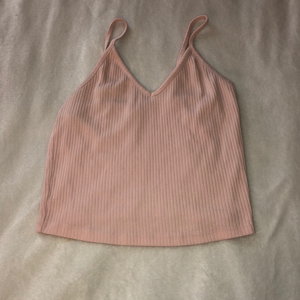 Pale pink crop top with adjustable straps